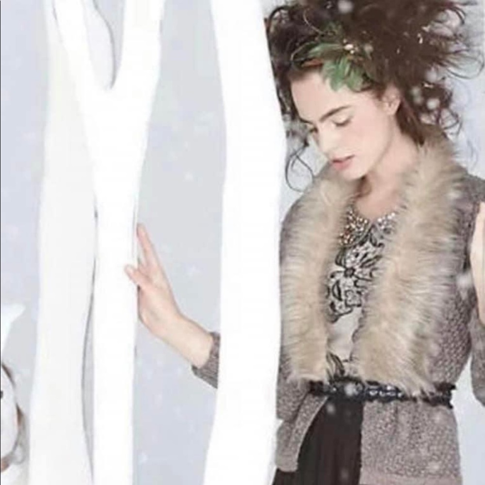 Anthropologie Sweater pairs with Flocked Fable Dress - L